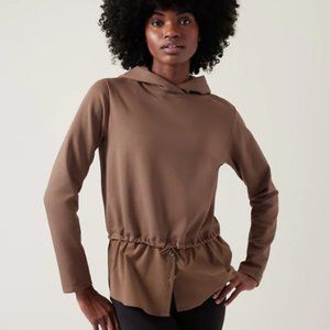 ATHLETA Medium Petite Gallery Hoodie Top in Rustic Beige